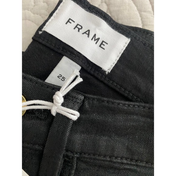 FRAME Le Skinny De Jeanne Denim Ankle Jeans in Black waist 25" coated finish - Picture 7 of 10